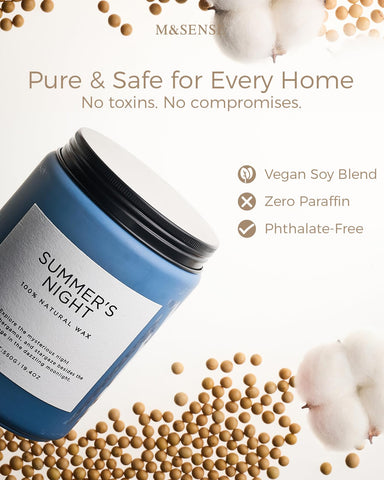 M&SENSE candle in living room creating gentle ambient fragrance benefit