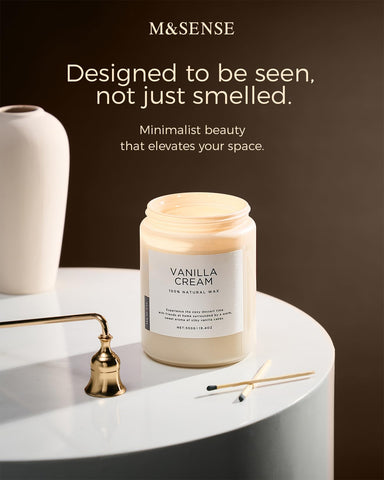 M&SENSE candle lit in living room creating gentle ambient scent