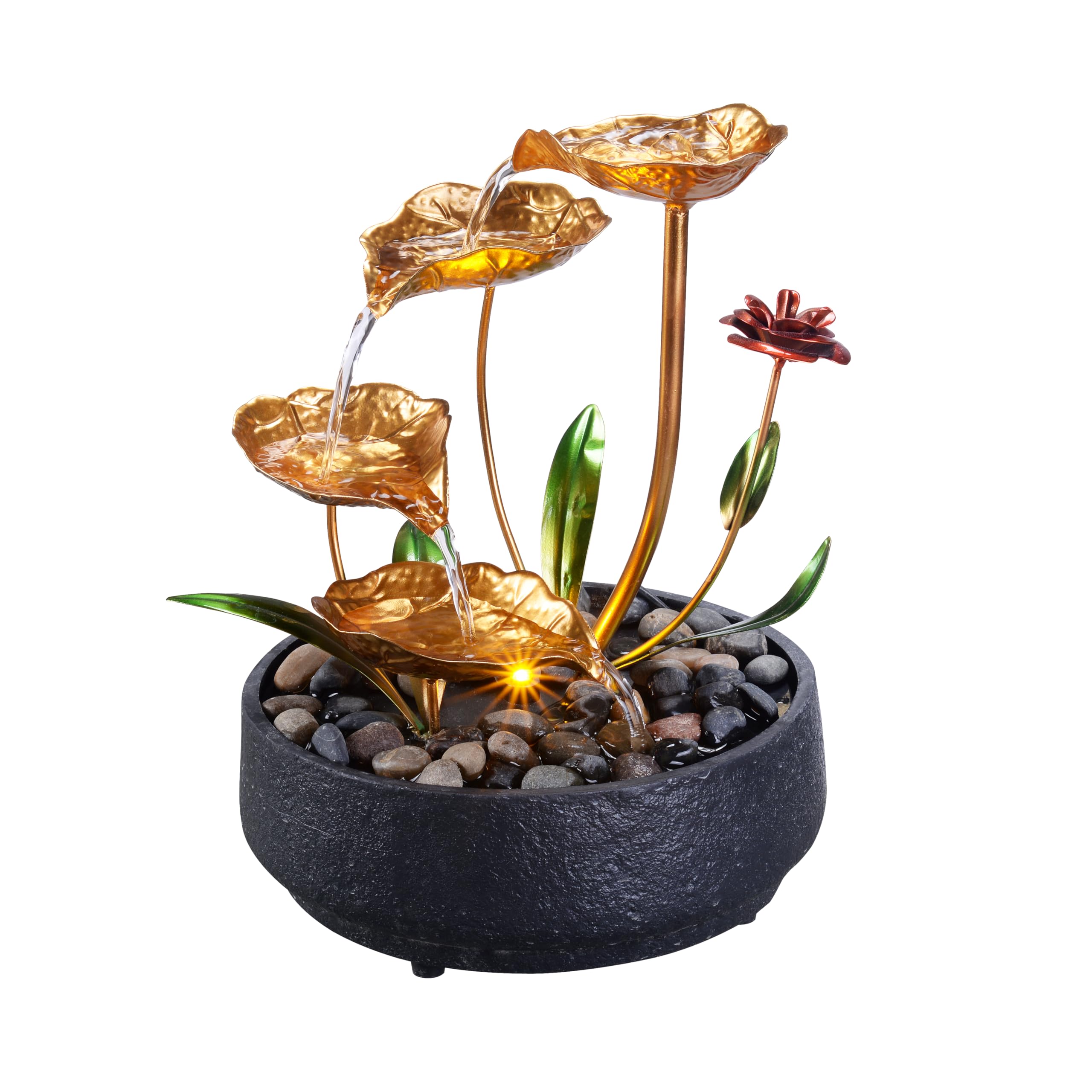 MSEONWXI metal lotus front view showing elegant accent and calm benefit