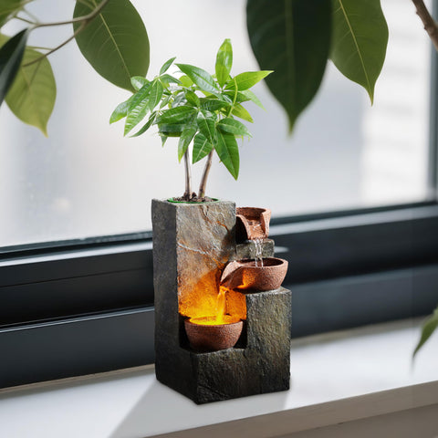MSEONWXI fountain on office desk showing scale and soothing background noise reduction