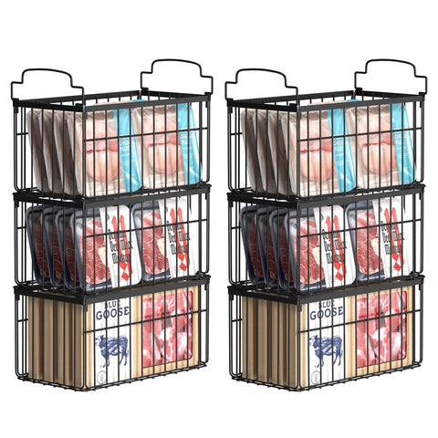 MSERCUOR front view of six metal freezer baskets showing organized storage benefit