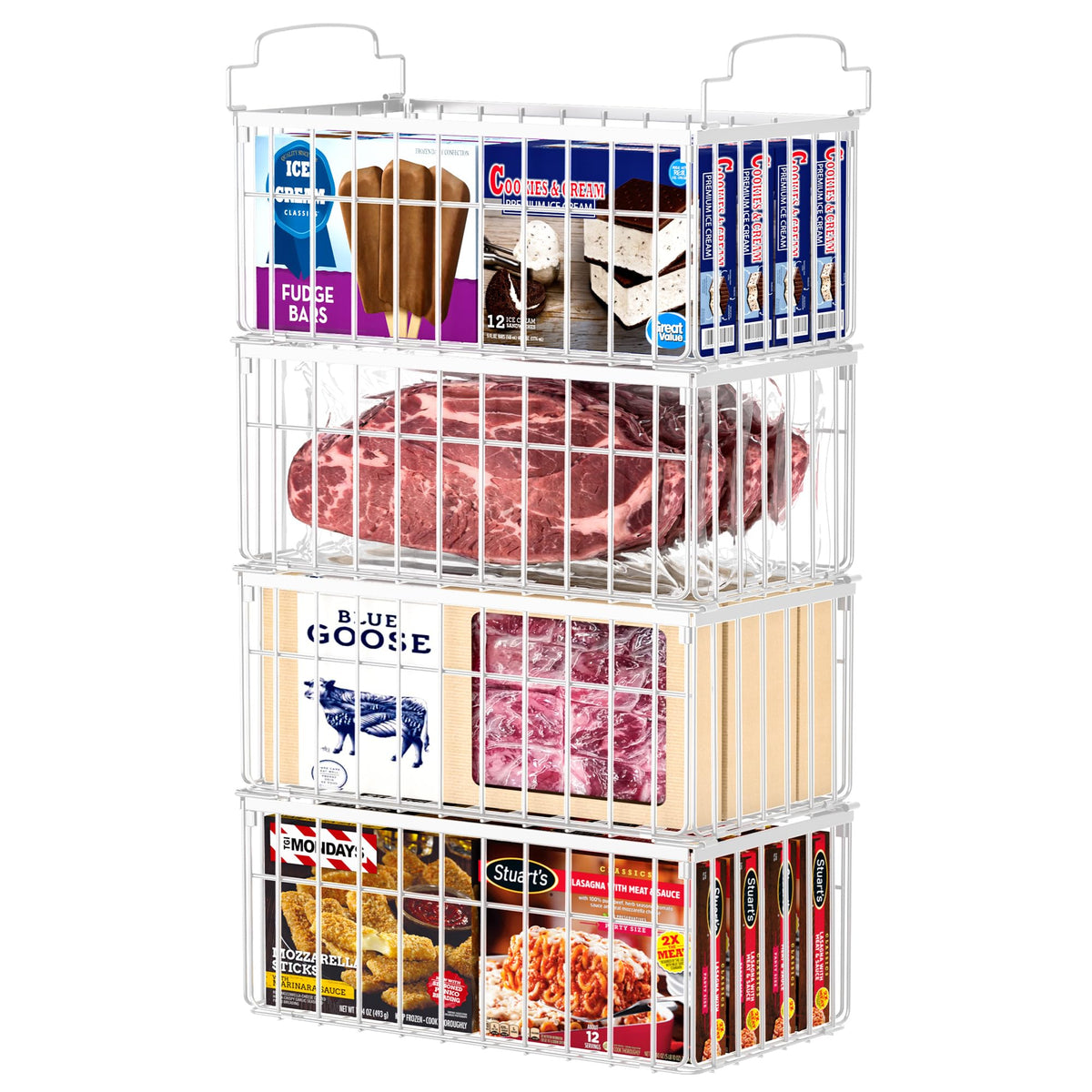 MSERCUOR front view pack of four baskets showing organized storage benefit