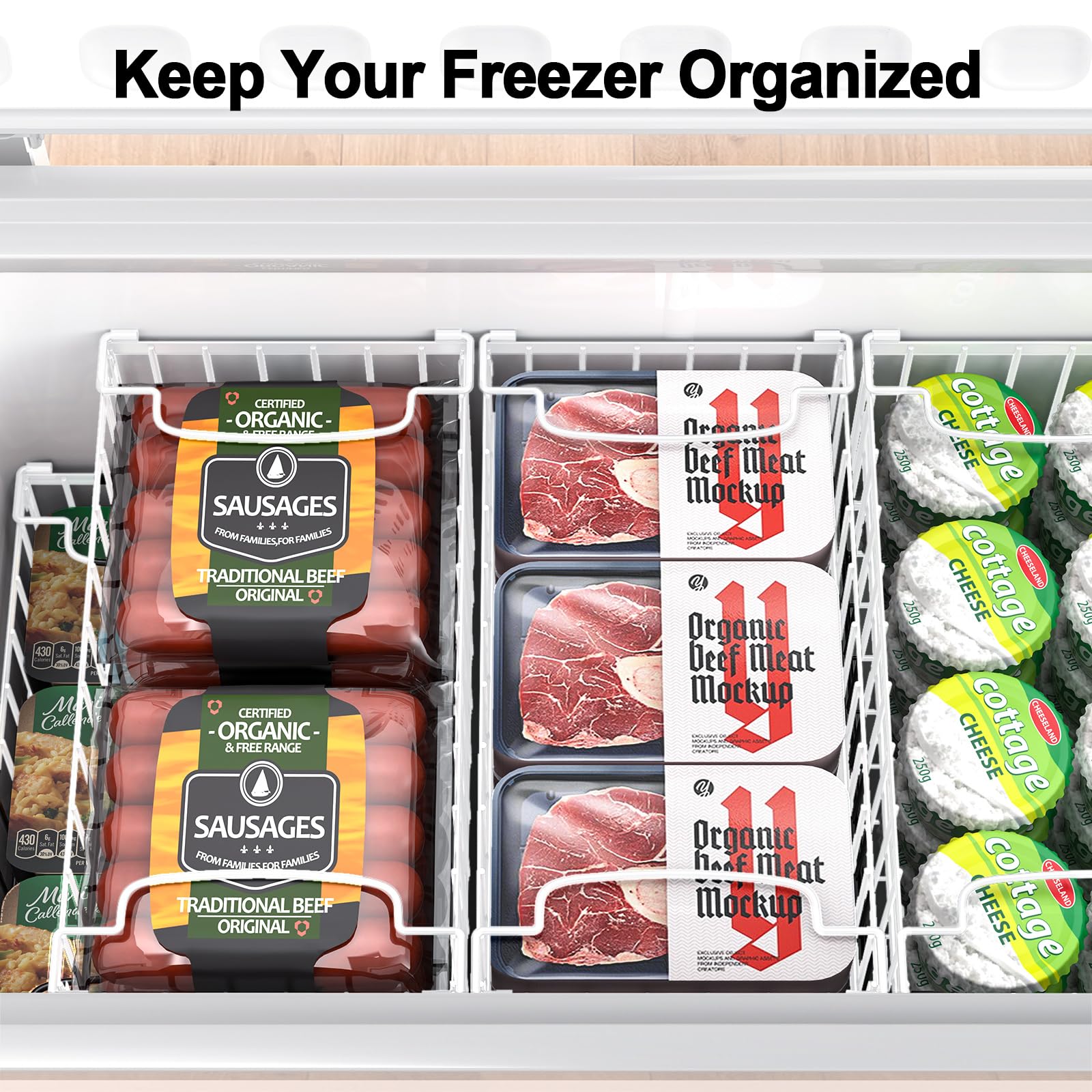 MSERCUOR lifestyle kitchen freezer setup showing tidy organized look benefit