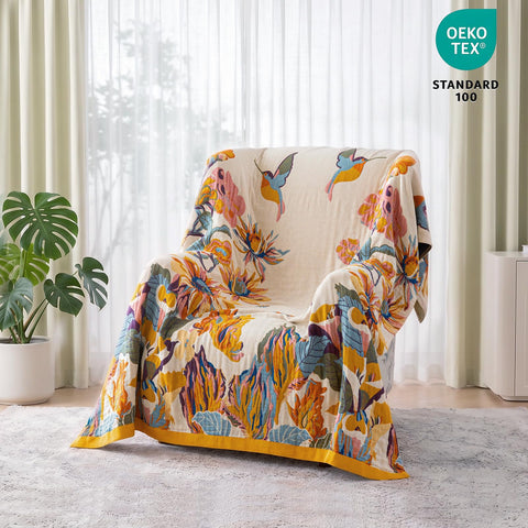 MSGKV floral sunflower bird butterfly pattern detail showing durable woven design