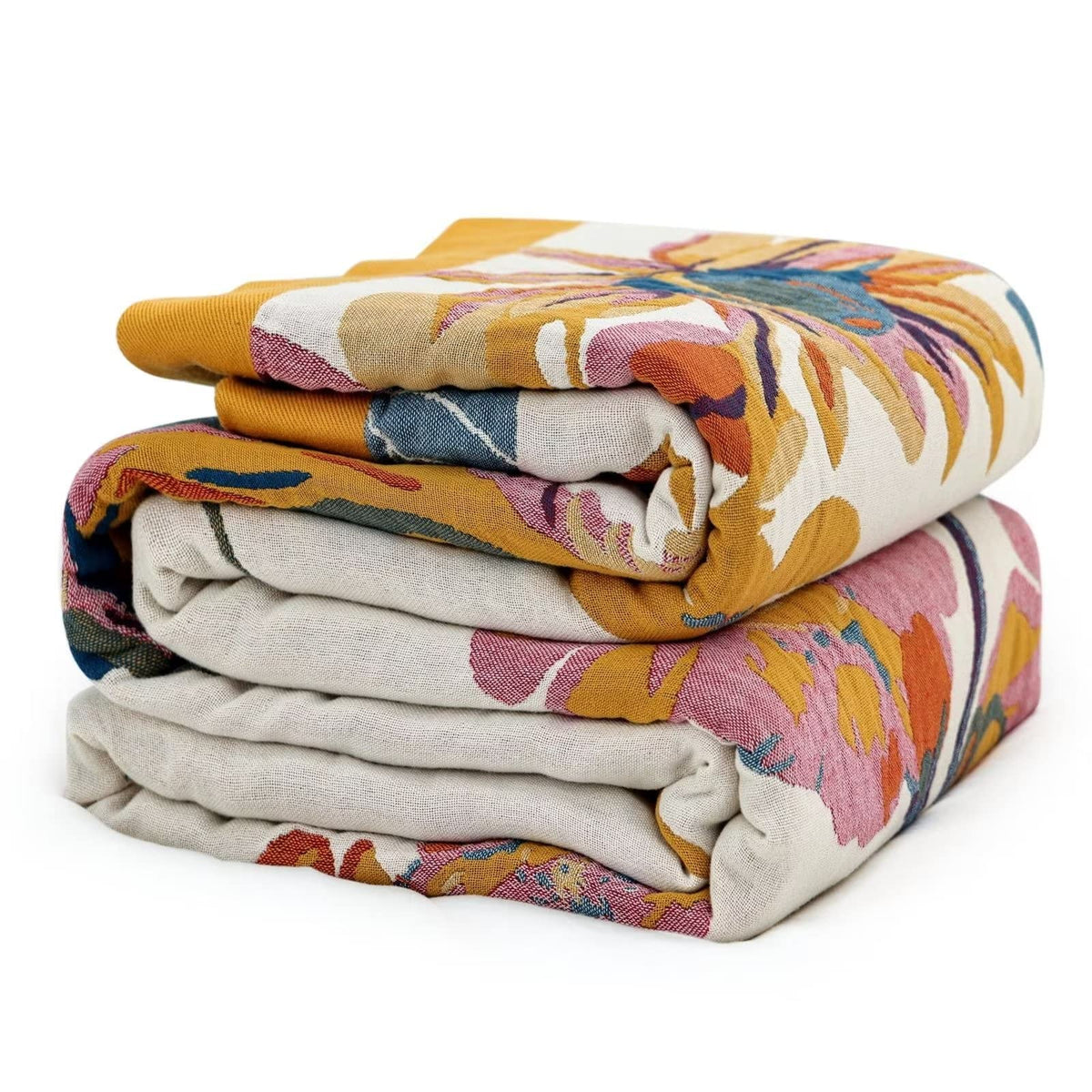 MSGKV boho throw blanket front view showing drape and pattern for styling