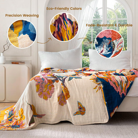MSGKV throw topping a twin bed for light layering and breathable comfort