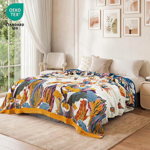 MSGKV blanket beside a ruler showing 60x80 inch scale for size clarity