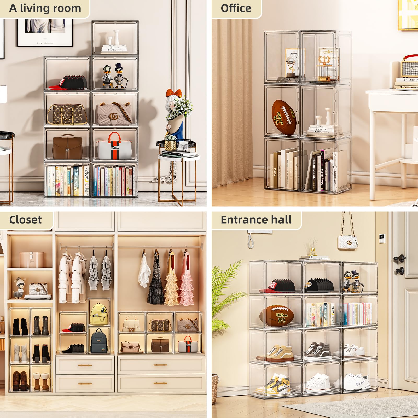 MSHOMELY stacked organizers in closet saving space and visibility
