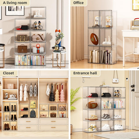 MSHOMELY stacked organizers in closet saving space and visibility