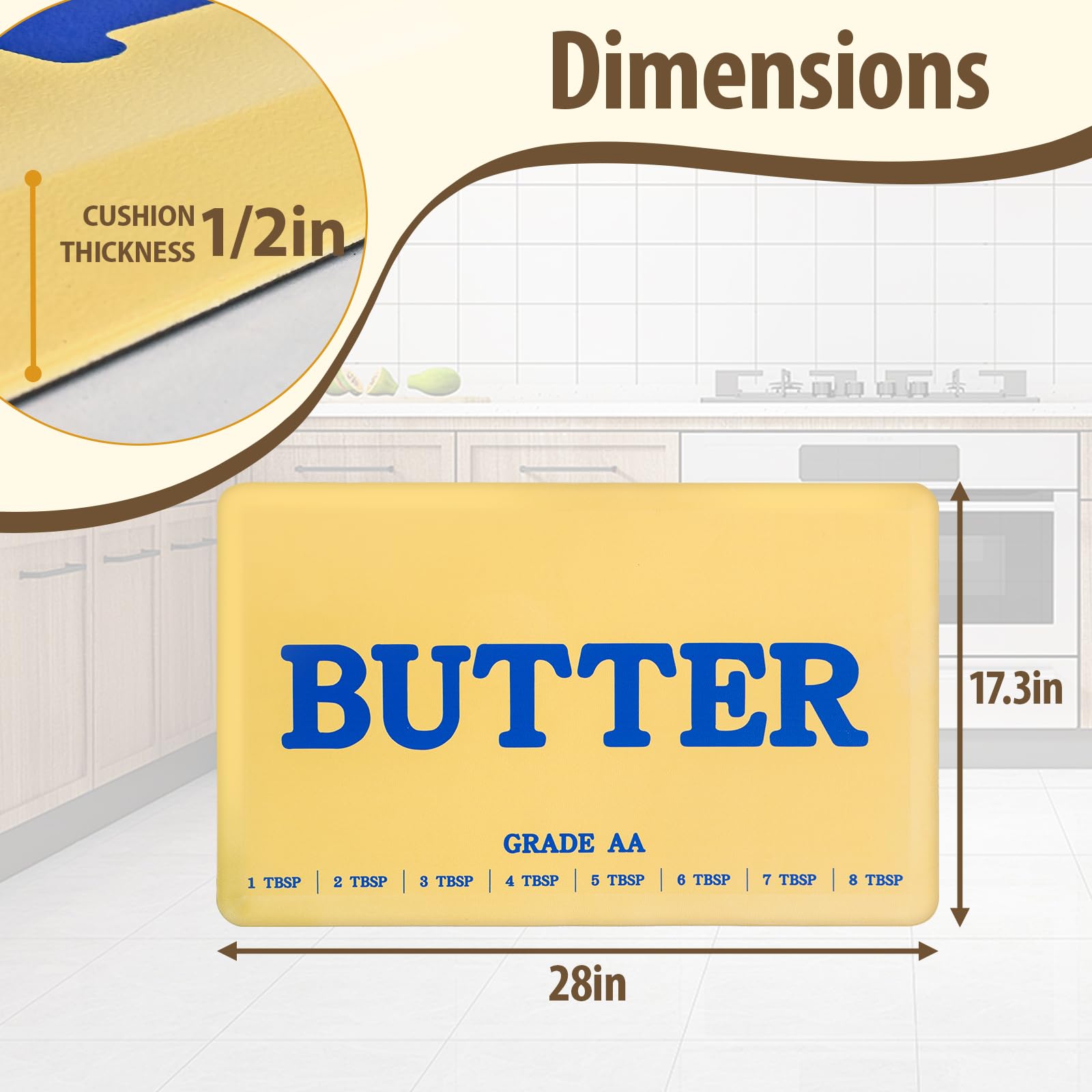 MSJGA butter rug placed in a kitchen showing comfort during cooking