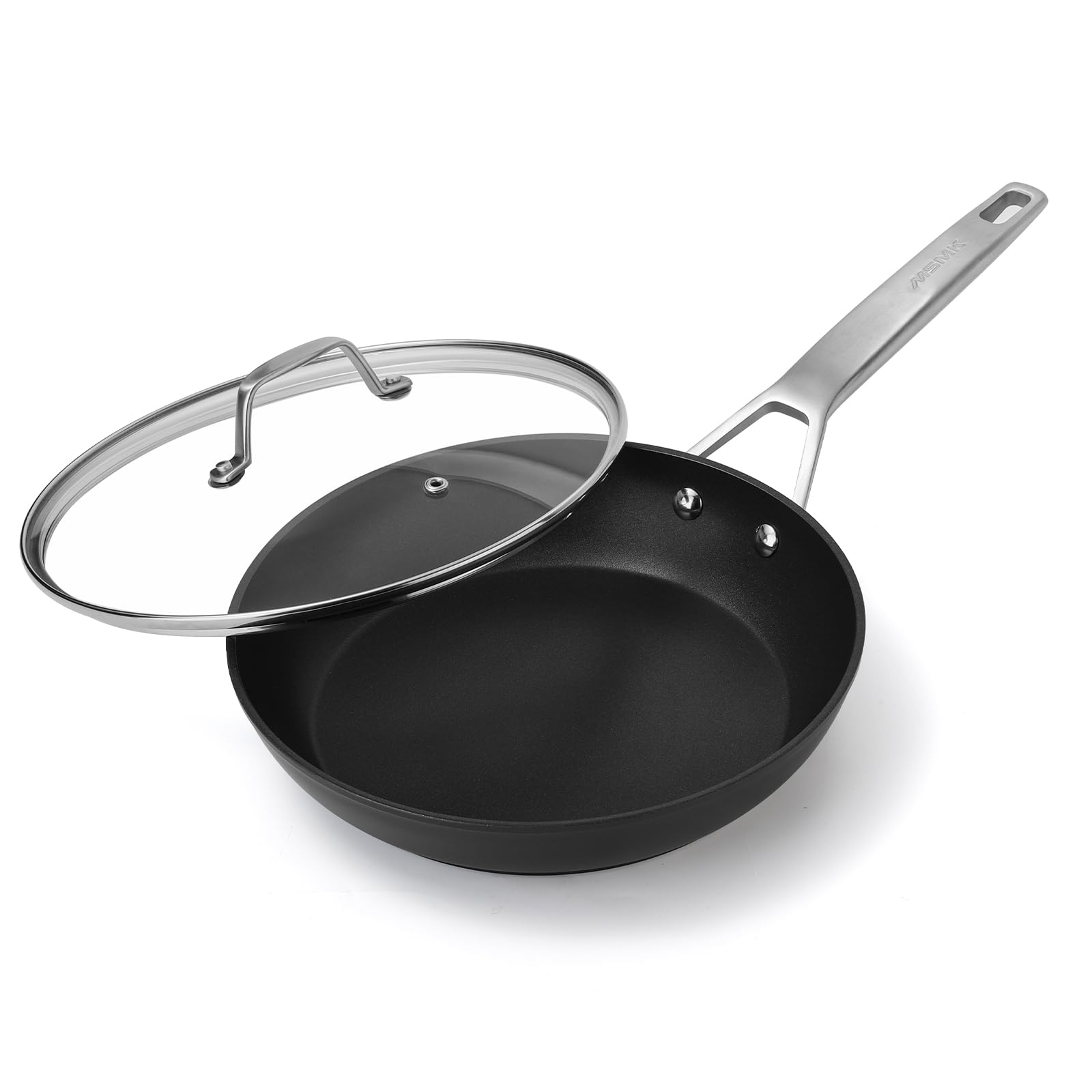 MsMk 7-inch skillet front view with lid showing compact design and convenience