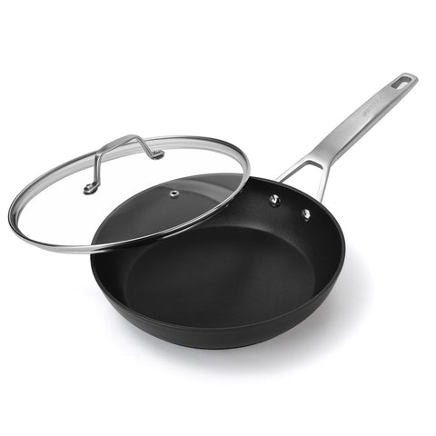 MsMk 7-inch skillet front view with lid showing compact design and convenience