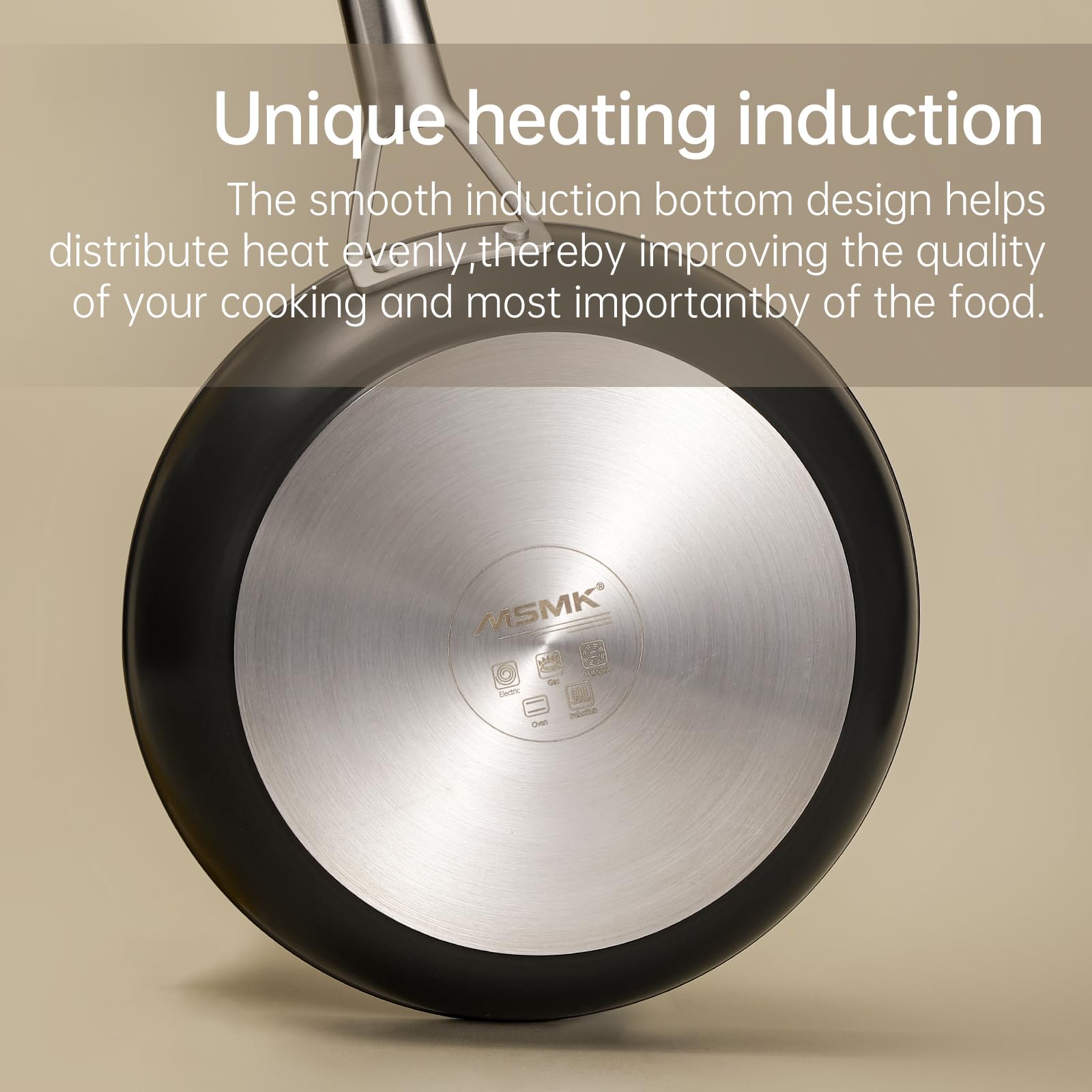 MsMk stainless-steel base close-up demonstrating even heat distribution for better cooking