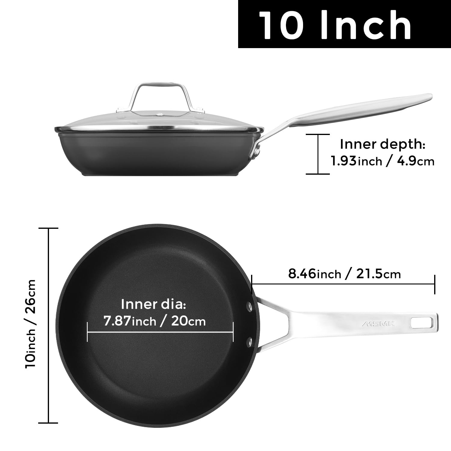 MsMk tempered glass lid fitting pan and trapping steam for moist, faster cooking