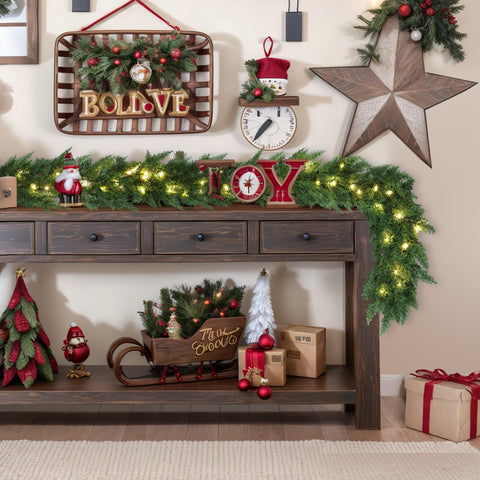 msmuh garland wrapped around stair rail adding polished seasonal charm