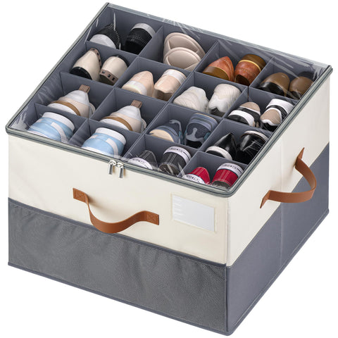 MSTONAL front view of shoe organizer showing neat stacked pairs and space saving