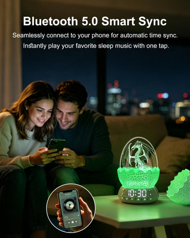 MTDYHY dragon egg with phone Bluetooth pairing showing wireless music playback convenience benefit