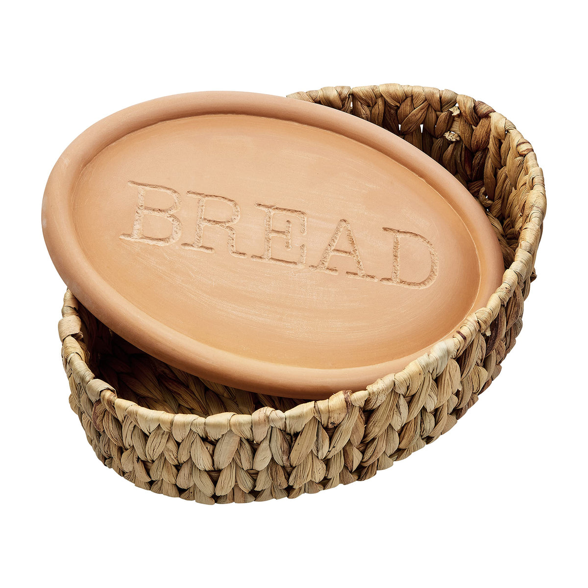 Mud Pie front view of basket and terracotta stone showing serving benefit
