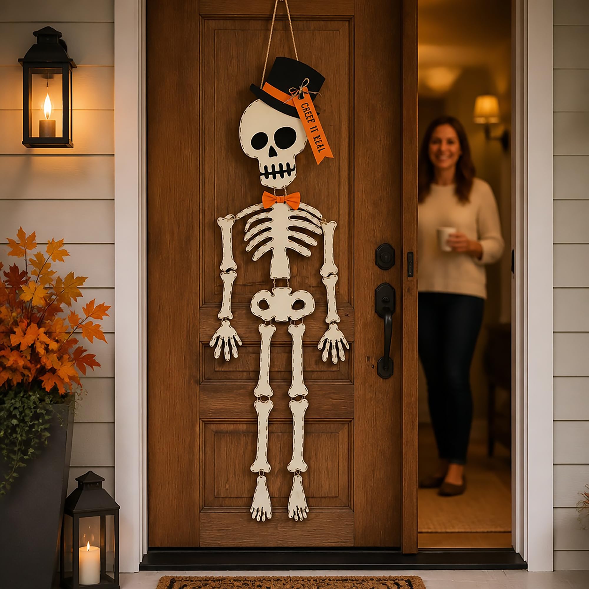 Mud Pie side profile showing slim canvas body that fits narrow entryways