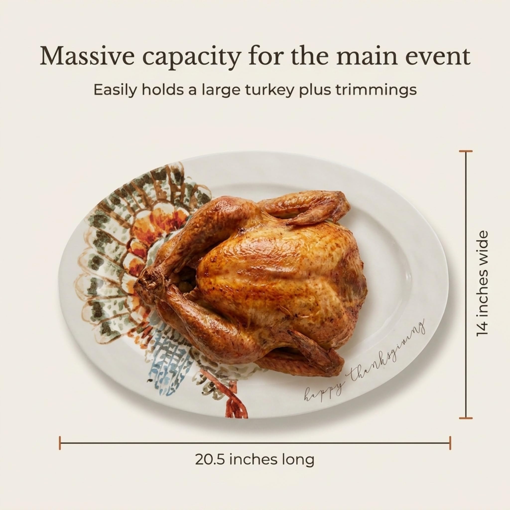 Mud Pie close-up of watercolor turkey art showcasing festive detail