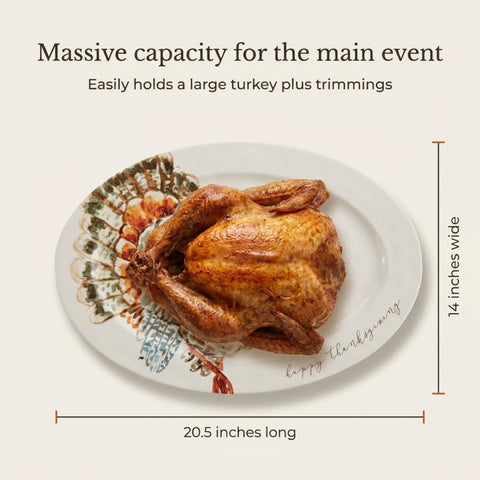 Mud Pie close-up of watercolor turkey art showcasing festive detail