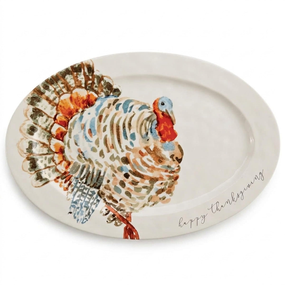 Mud Pie front view platter showing turkey artwork and serving area