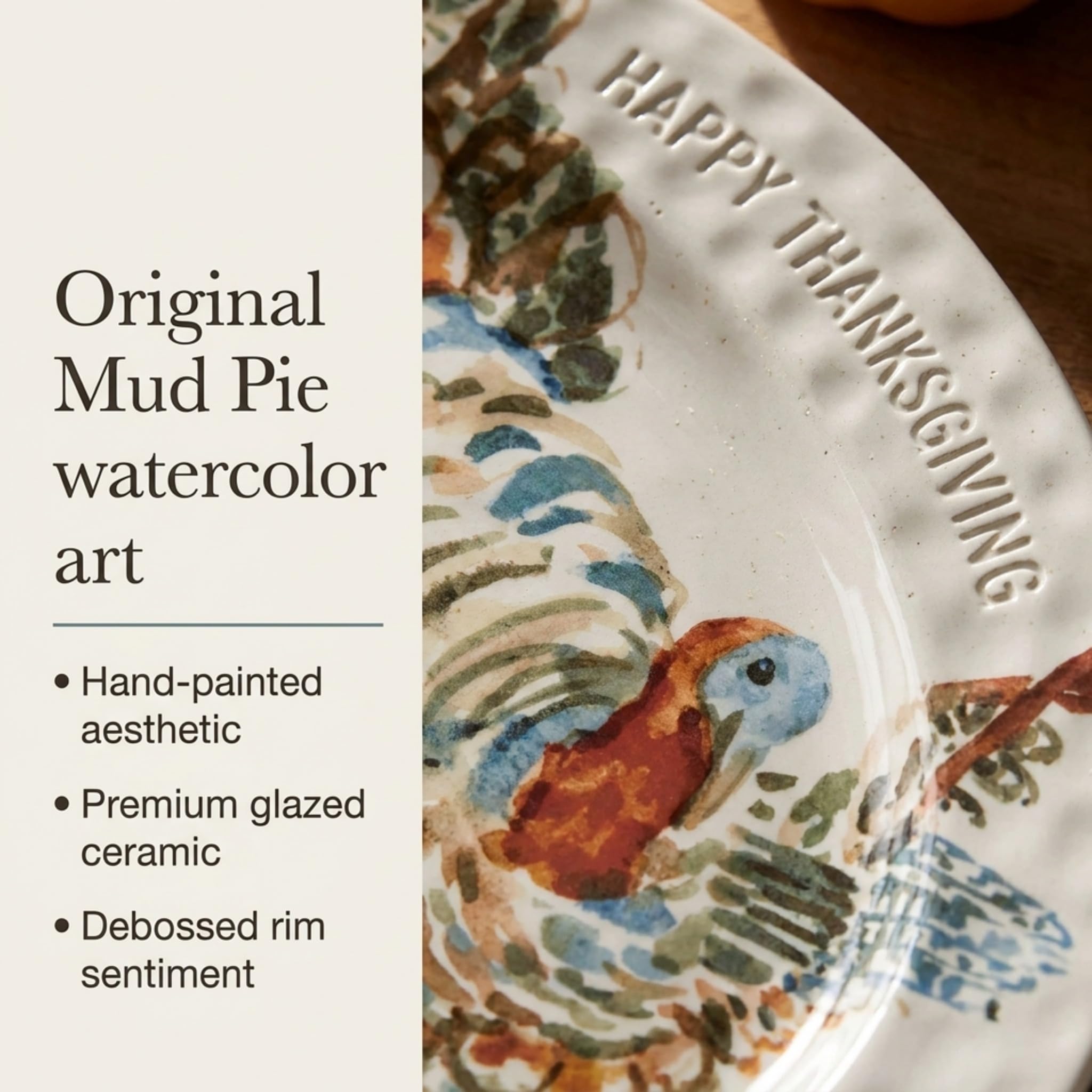 Mud Pie side profile showing ceramic thickness for sturdy serving