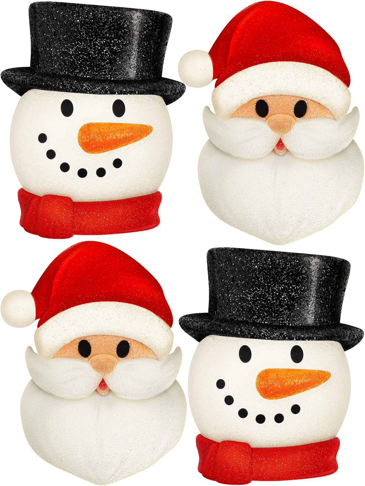 Mudder front view of snowman and Santa covers showcasing festive curb appeal