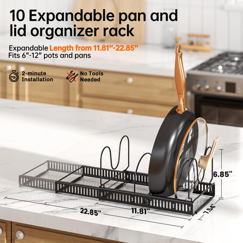 MUDEELA close-up of adjustable divider detail protecting cookware from scratches