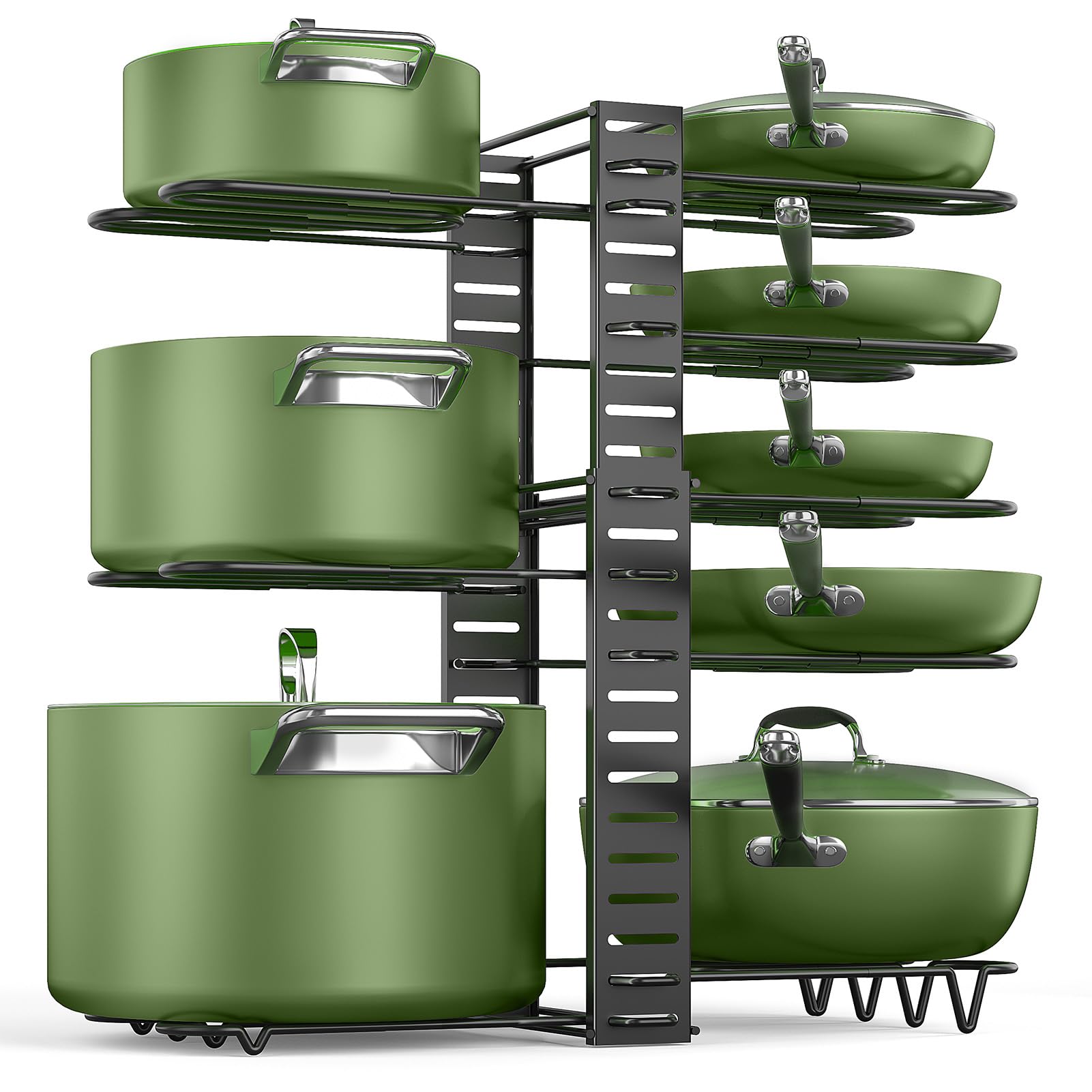 MUDEELA front view under-cabinet rack showing compact organization benefit