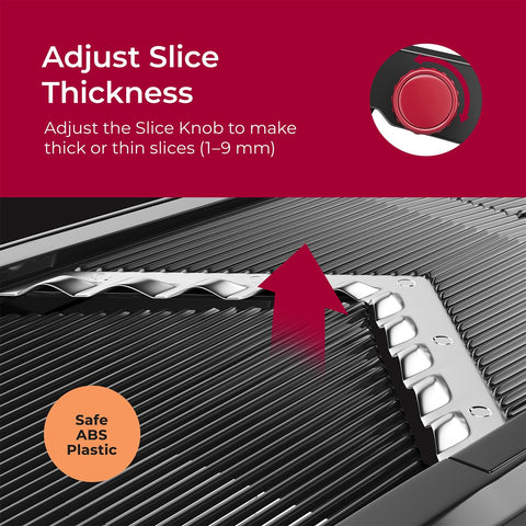 Mueller Austria mandoline food pusher close-up for safer cutting