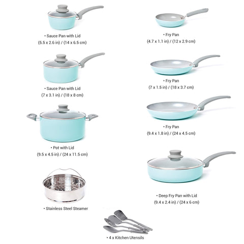 MUELLER HOME cookware styled in kitchen showing stove-to-table appearance and practicality