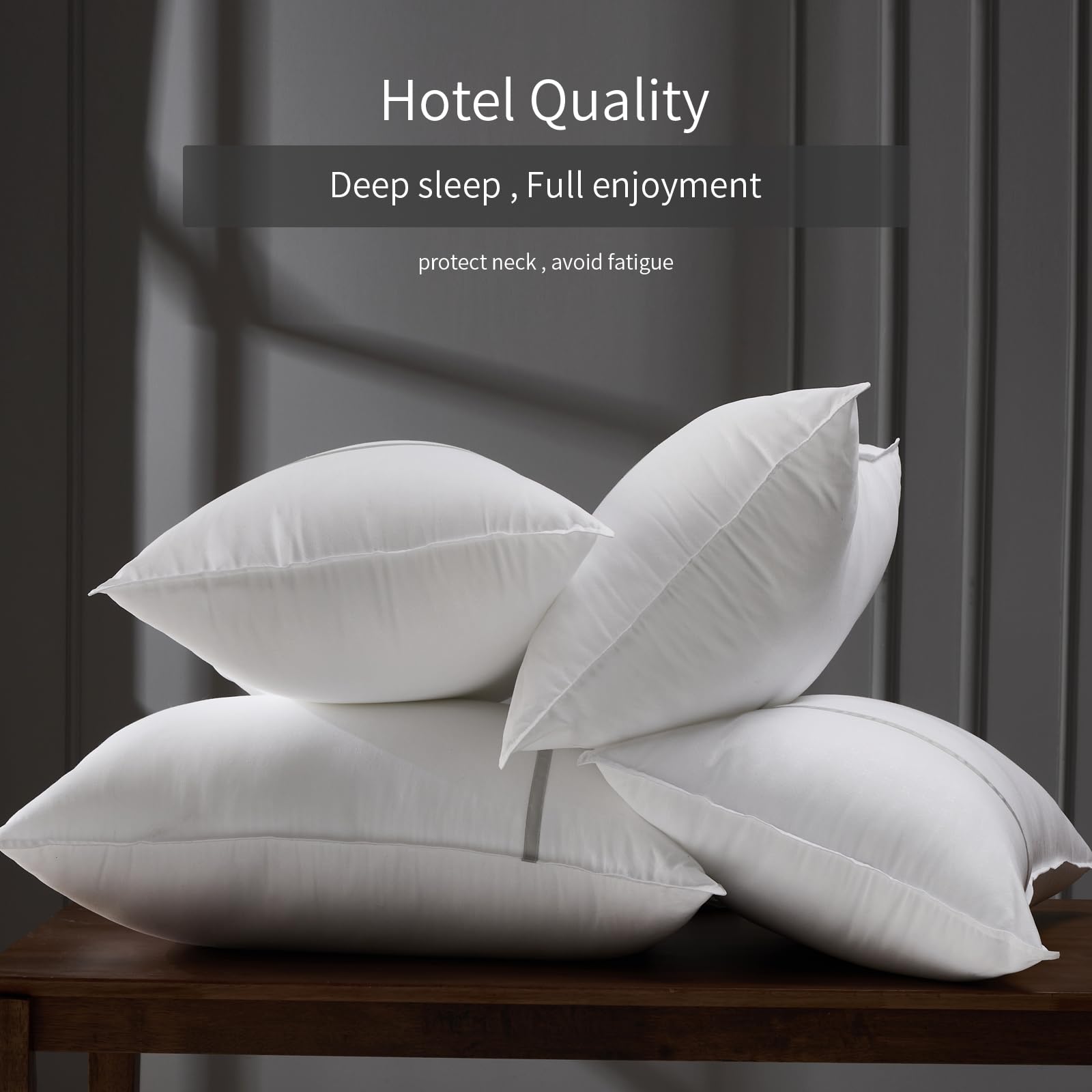 MUFEW pillow on a made bed illustrating immediate comfort and crisp appearance