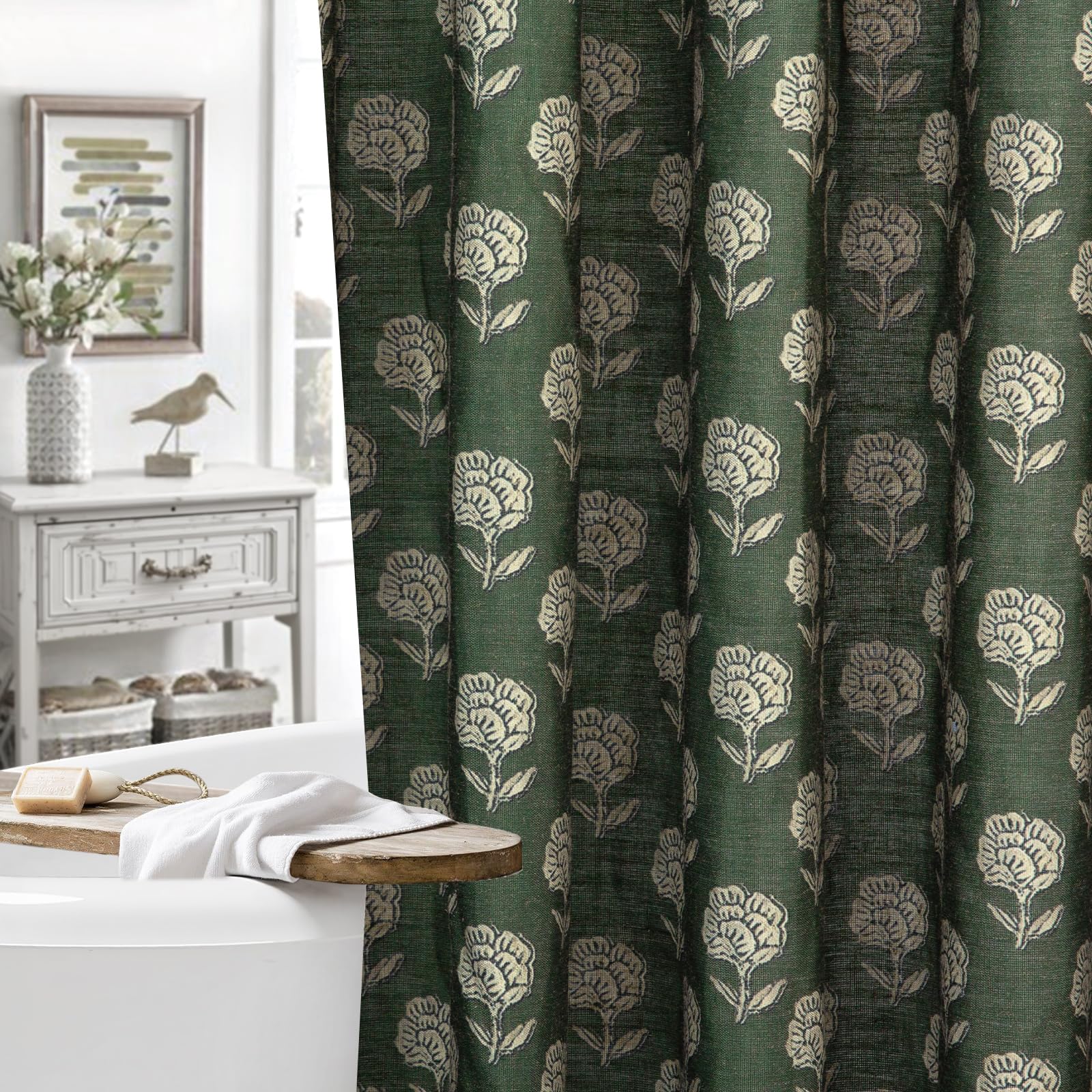 MUGINYU front view showing green floral vintage design and room-enhancing charm