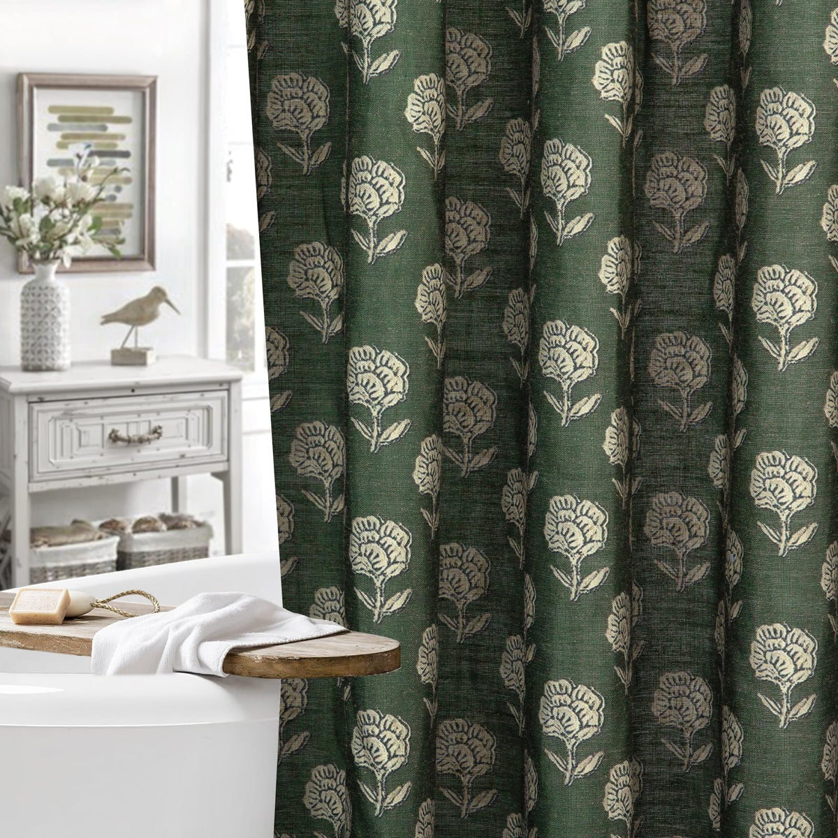 MUGINYU front view showing green floral vintage design and room-enhancing charm