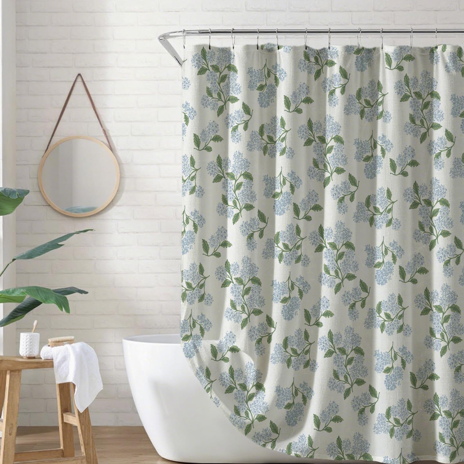 MUGINYU staged bathroom shows curtain elevating farmhouse vanity and decor