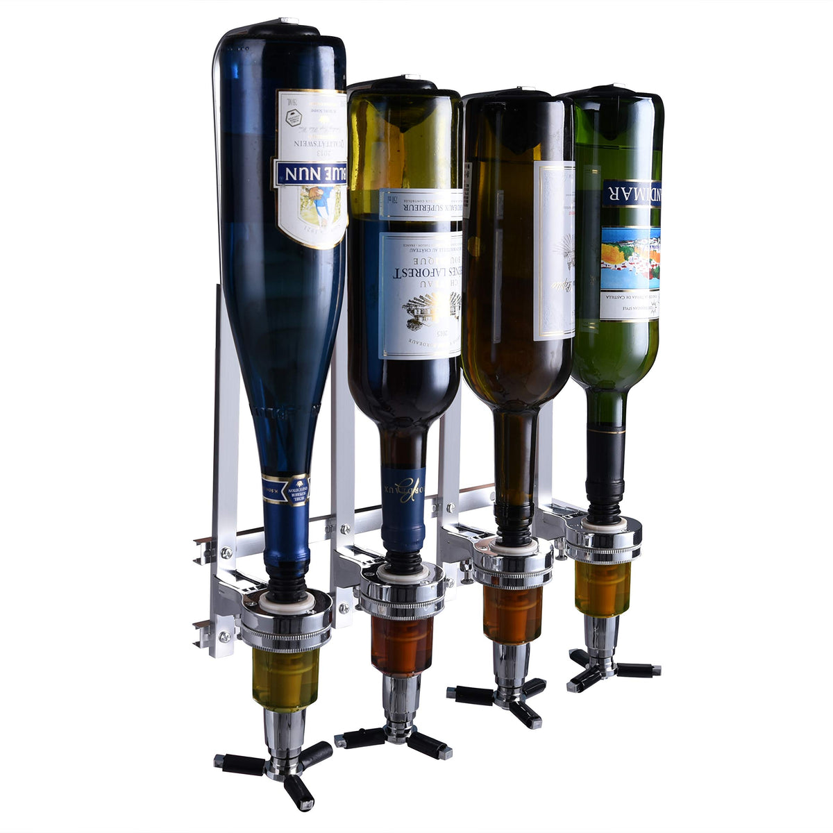 MUGLIO front view wall-mounted dispenser showing neat four-bottle storage and sleek finish