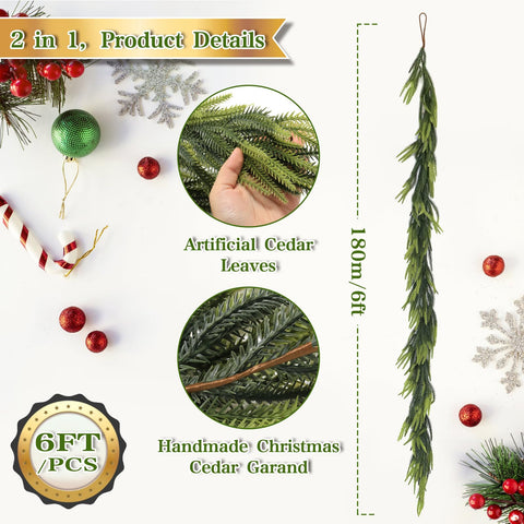 MULSAME garland styled on a mantel adding festive, maintenance-free greenery