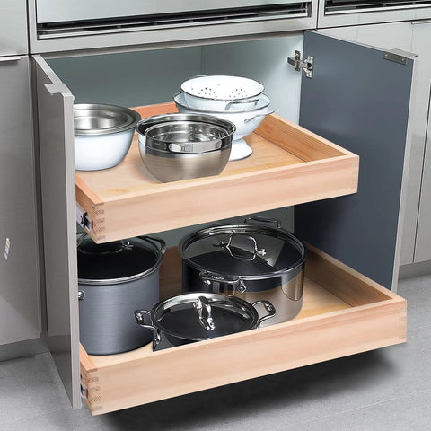 Mulush person pulling drawer in kitchen lifestyle shot showing convenient access