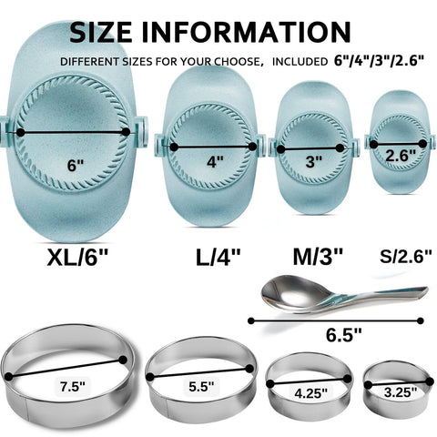 MUMSUNG four press sizes side-by-side showing scale for varied recipe portions