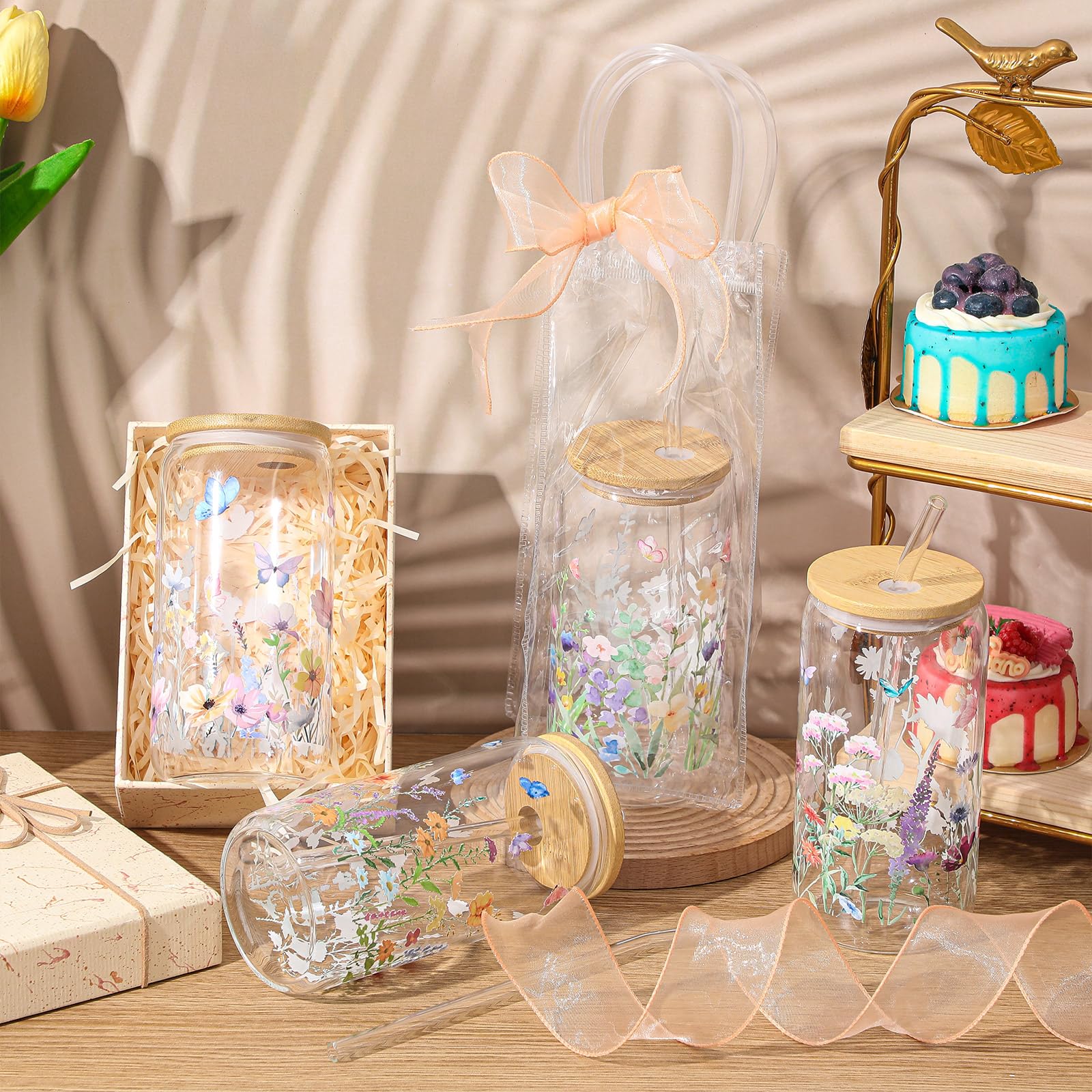 Mumufy clear gift bags and pink organza ribbon for ready-to-gift presentation