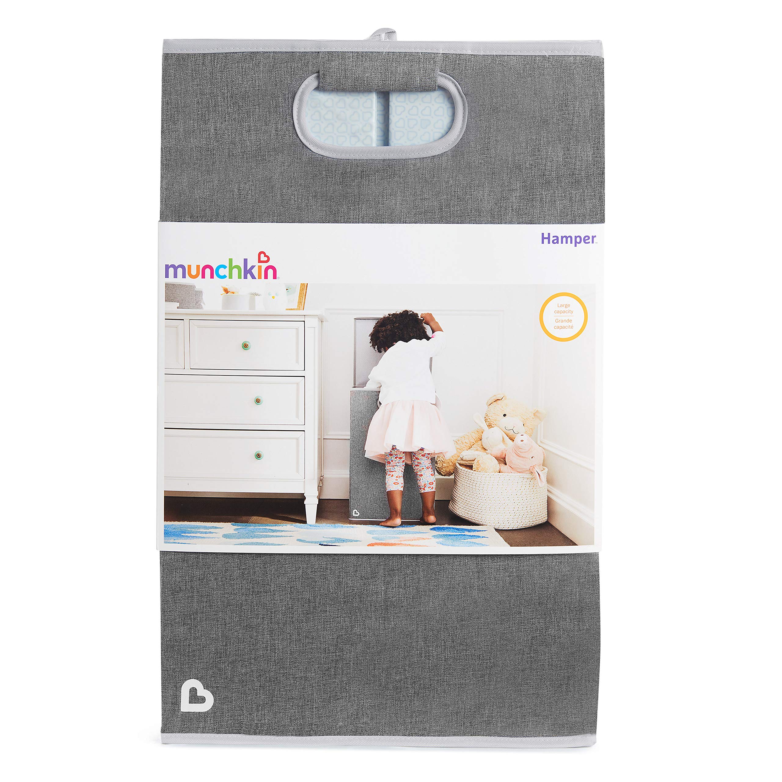 Munchkin beside toy to show scale and room-friendly sizing benefit