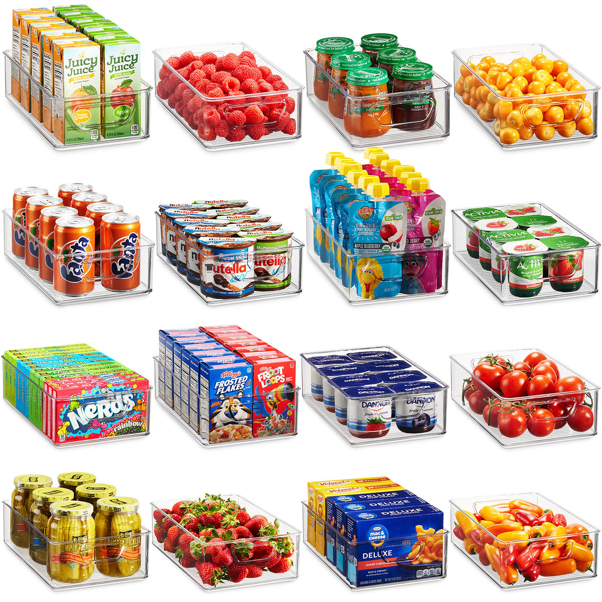 Munfix front view of 16-piece set showing all bins for quick organization