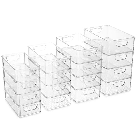 Munfix stacked bins in refrigerator maximizing vertical shelf space