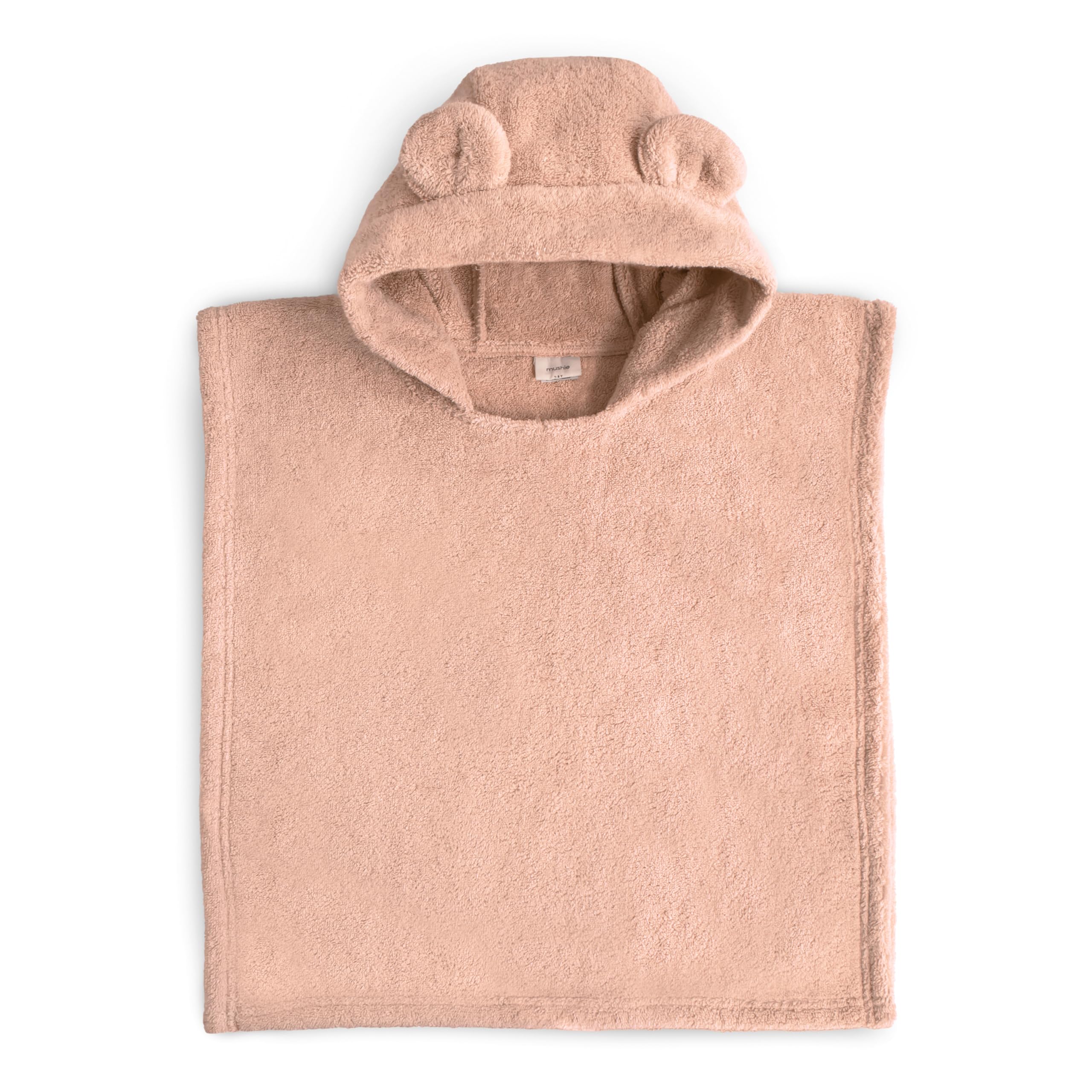 mushie front view blush poncho towel showing full coverage and soft finish
