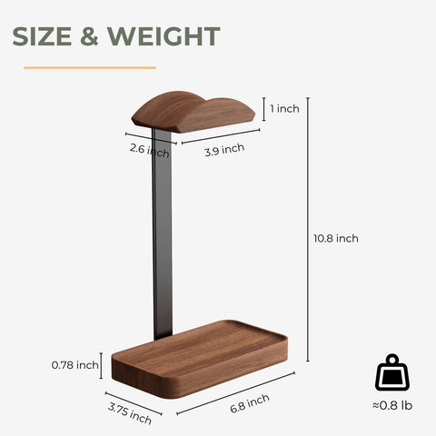 muso wood scale comparison with AirPods Max showing compatibility and size clarity
