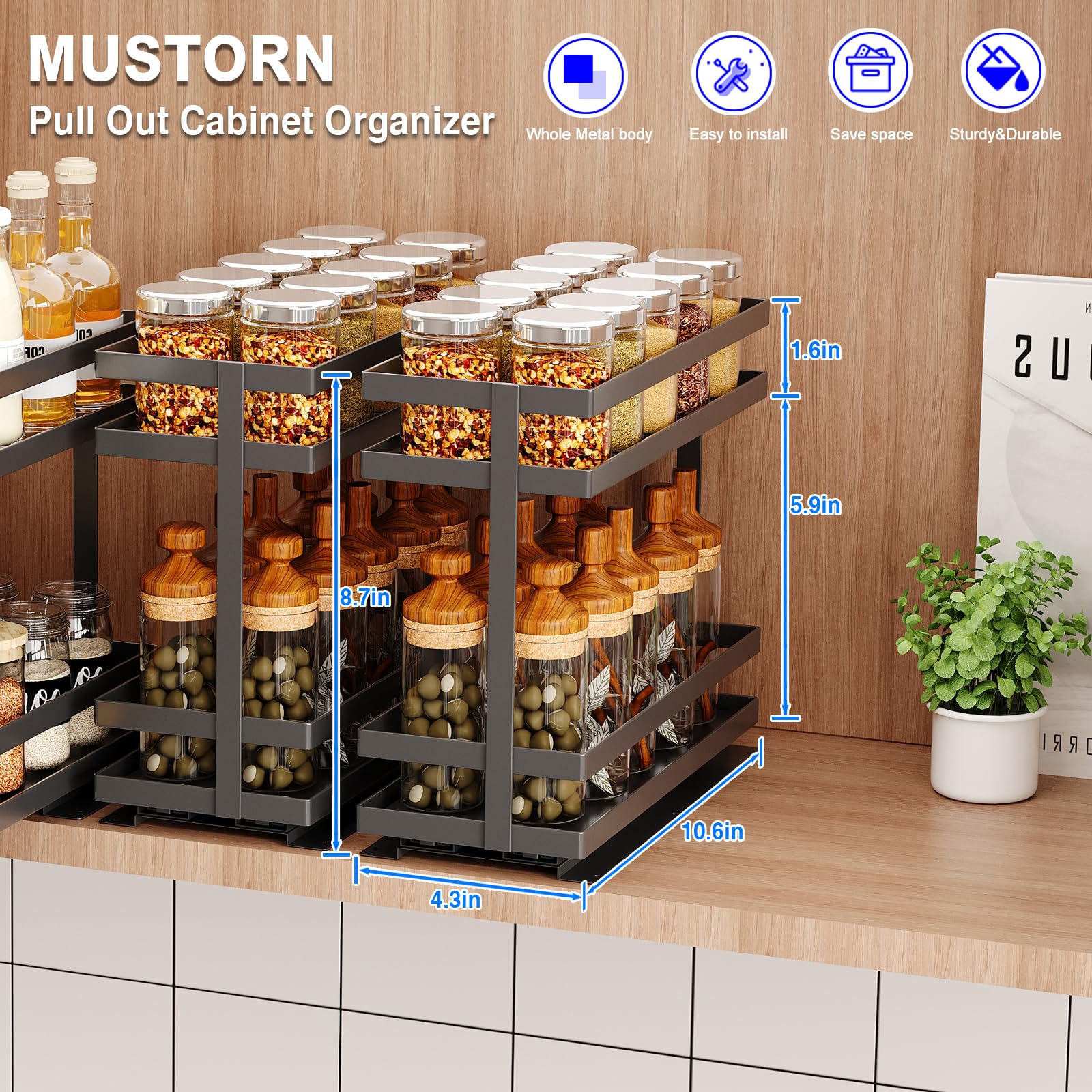 Mustorn close-up of top tier showing secure jar placement and better visibility