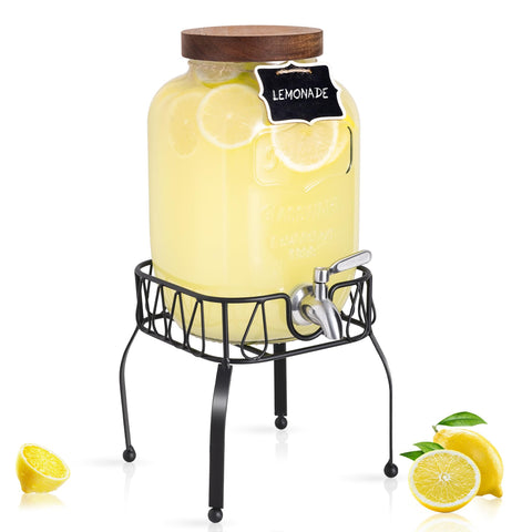 mustry front view with stand showing neat pour and easy serving