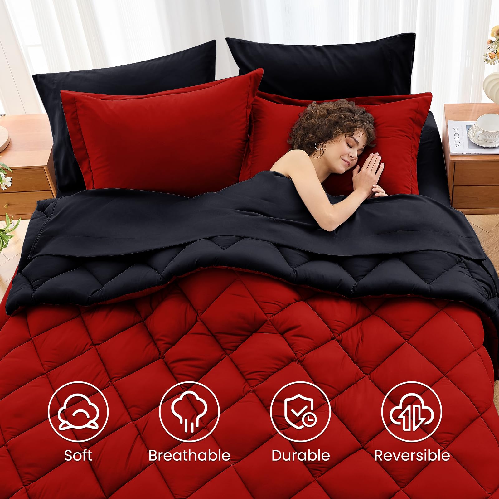 MUXHOMO styled bedroom with comforter set creating a bold modern atmosphere