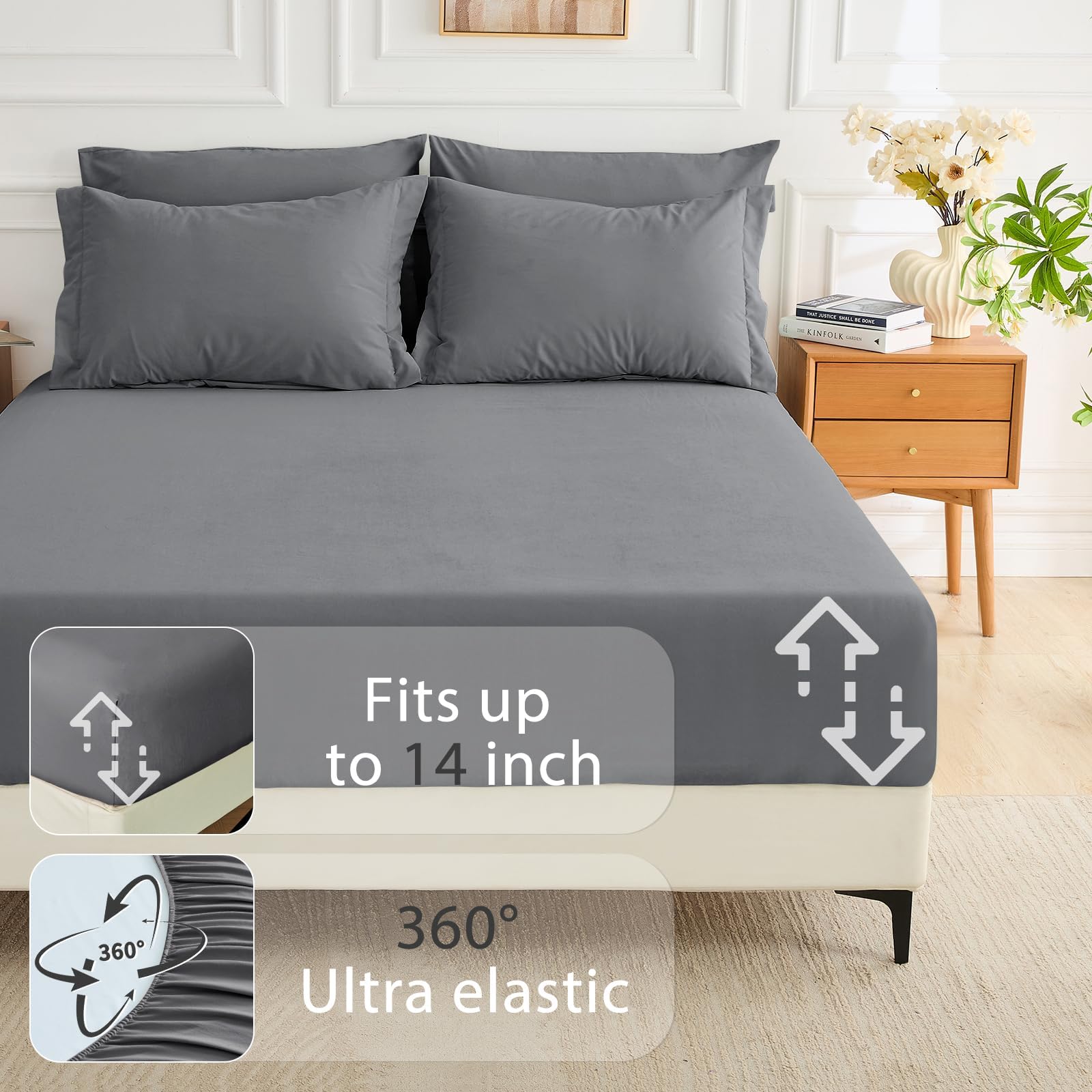MUXHOMO bedroom styling in dark grey showing coordinated look and calming benefit